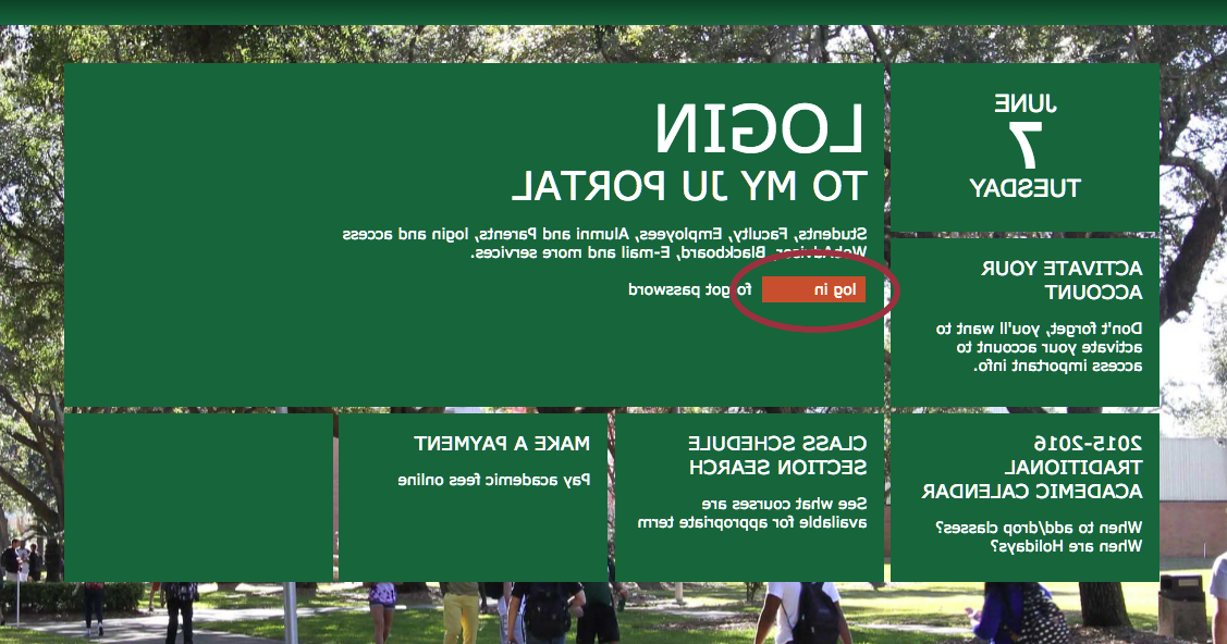 Screenshot of the My JU Login screen. Click to zoom in.